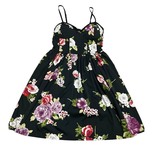 Band of Gypsies Floral Bustier Corset Spaghetti Strap Sundress Roses Black Small - Picture 9 of 11